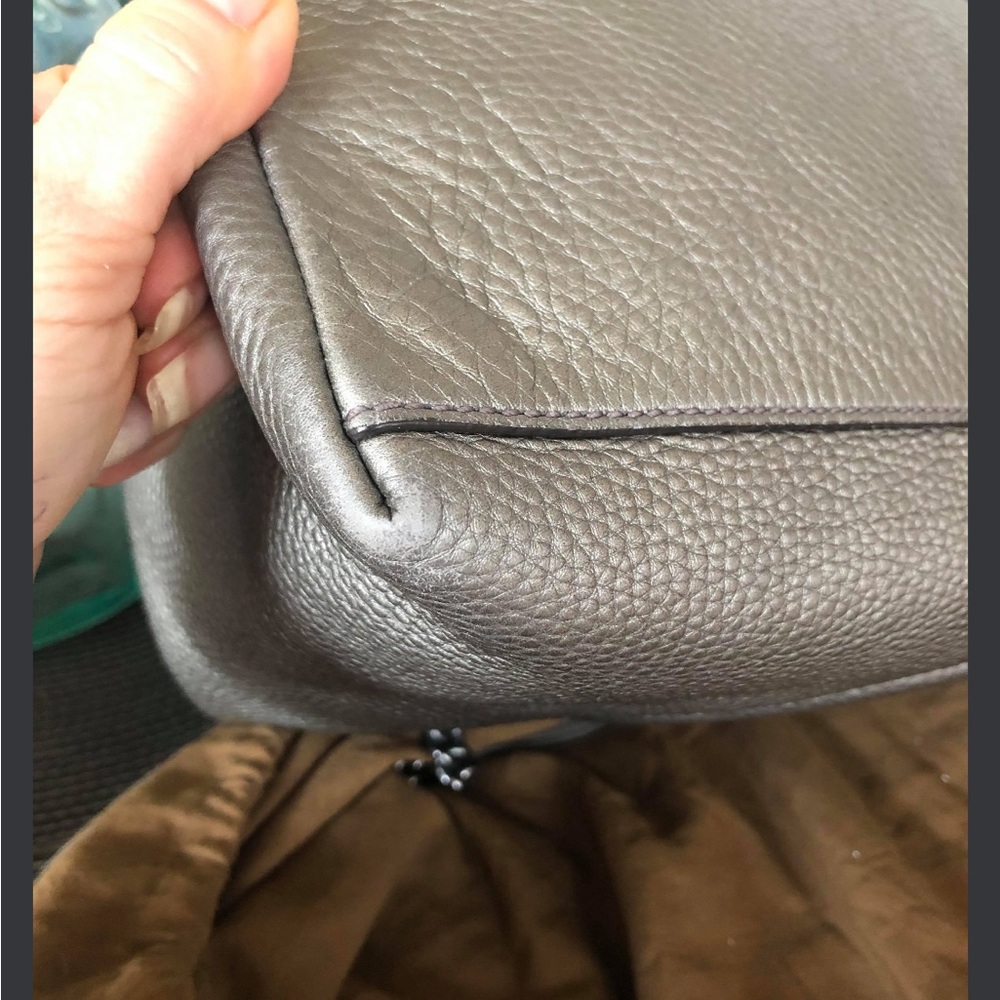 Gray Leather Handbag